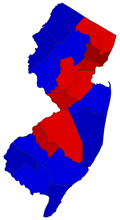2021 Gubernatorial General Election - New Jersey Election County Map