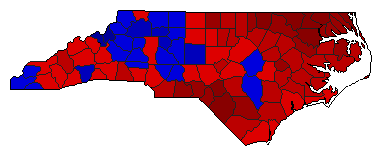 1968 North Carolina County Map of General Election Results for State Auditor