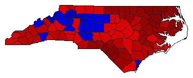 1964 North Carolina County Map of General Election Results for Governor