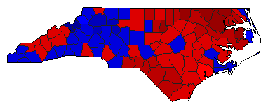 1996 North Carolina County Map of General Election Results for Secretary of State