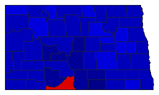 1972 North Dakota County Map of General Election Results for State Auditor