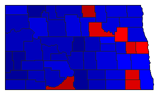 2014 North Dakota County Map of General Election Results for US Representative