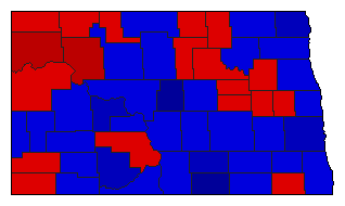 1958 North Dakota County Map of General Election Results for Governor
