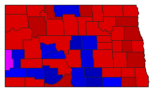 1968 North Dakota County Map of General Election Results for Governor