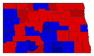 1964 North Dakota County Map of General Election Results for Lt. Governor
