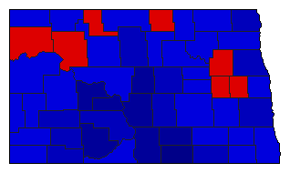 1956 North Dakota County Map of General Election Results for Secretary of State