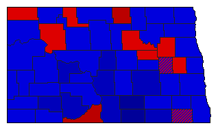 1976 North Dakota County Map of General Election Results for Secretary of State