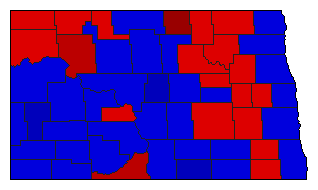 1992 North Dakota County Map of General Election Results for Secretary of State