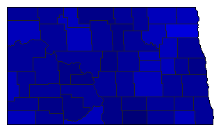 1950 North Dakota County Map of General Election Results for State Treasurer