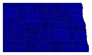1952 North Dakota County Map of General Election Results for State Treasurer