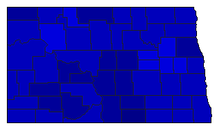 1954 North Dakota County Map of General Election Results for State Treasurer