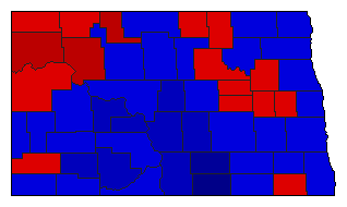 1958 North Dakota County Map of General Election Results for State Treasurer