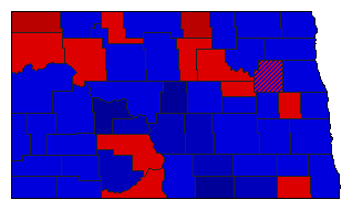 1960 North Dakota County Map of General Election Results for State Treasurer