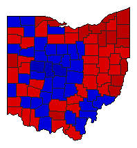 1974 Ohio County Map of General Election Results for State Auditor