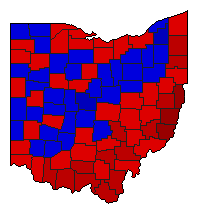 1990 Ohio County Map of General Election Results for State Auditor
