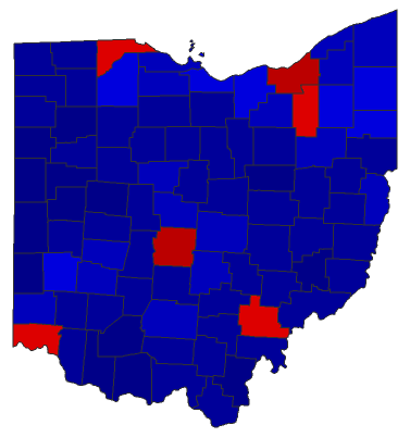 2022 State Treasurer General Election - Ohio Election County Map