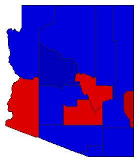 1958 Arizona County Map of General Election Results for Senator