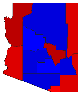 1916 Arizona County Map of General Election Results for Governor
