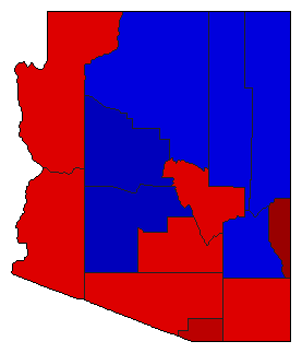 1958 Arizona County Map of General Election Results for Governor