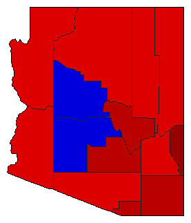 1964 Arizona County Map of General Election Results for Governor