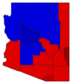 1966 Arizona County Map of General Election Results for Governor