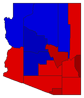 1968 Arizona County Map of General Election Results for Governor