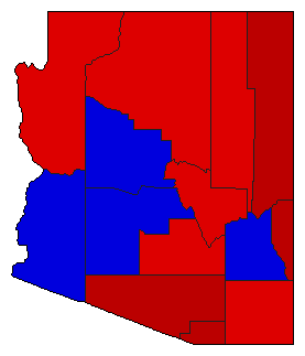 1974 Arizona County Map of General Election Results for Governor