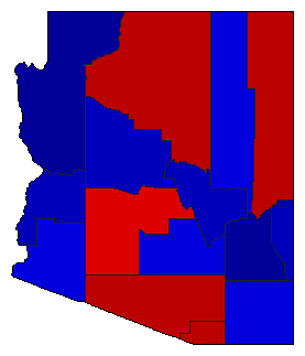 2022 Arizona County Map of General Election Results for Governor