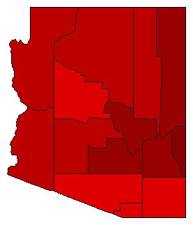 1982 Arizona County Map of General Election Results for Secretary of State