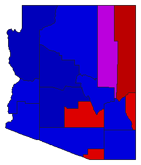1998 Arizona County Map of General Election Results for Secretary of State