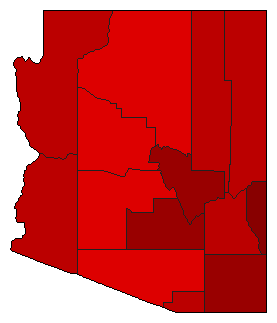 1962 Arizona County Map of General Election Results for State Treasurer