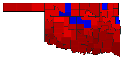 1934 Oklahoma County Map of General Election Results for Lt. Governor