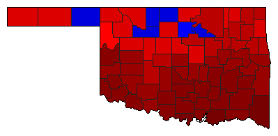 1938 Oklahoma County Map of General Election Results for Lt. Governor