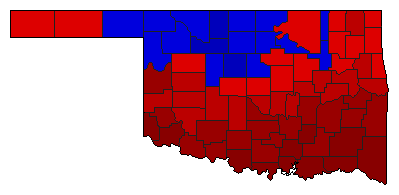 1950 Oklahoma County Map of General Election Results for Lt. Governor