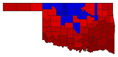 1974 Oklahoma County Map of General Election Results for Secretary of State
