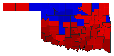 1926 Oklahoma County Map of General Election Results for State Treasurer