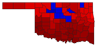 1934 Oklahoma County Map of General Election Results for State Treasurer