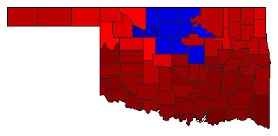 1938 Oklahoma County Map of General Election Results for State Treasurer