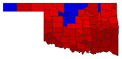 1966 Oklahoma County Map of General Election Results for State Treasurer