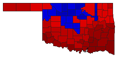 1974 Oklahoma County Map of General Election Results for State Treasurer