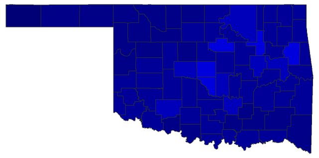 2022 State Treasurer General Election - Oklahoma Election County Map