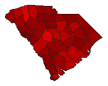 1974 South Carolina County Map of General Election Results for Agriculture Commissioner