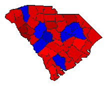 1970 South Carolina County Map of General Election Results for Governor