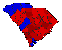 1998 South Carolina County Map of General Election Results for Governor
