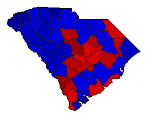 2018 South Carolina County Map of General Election Results for Governor
