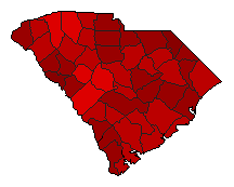 1978 South Carolina County Map of General Election Results for Lt. Governor