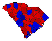 1986 South Carolina County Map of General Election Results for Lt. Governor