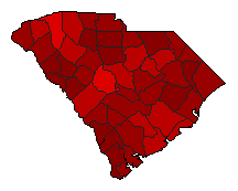 1974 South Carolina County Map of General Election Results for Secretary of State