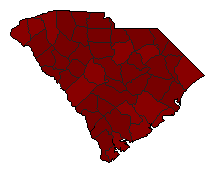 1986 South Carolina County Map of General Election Results for State Treasurer