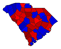 1994 South Carolina County Map of General Election Results for State Treasurer